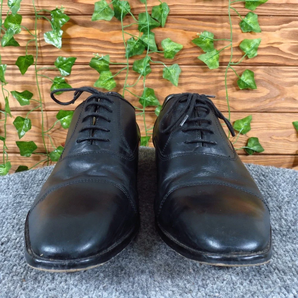 Steve Madden P-Quins Mens Cap Toe Oxford Dress Shoe Sz 11.5 Formal Black Leather